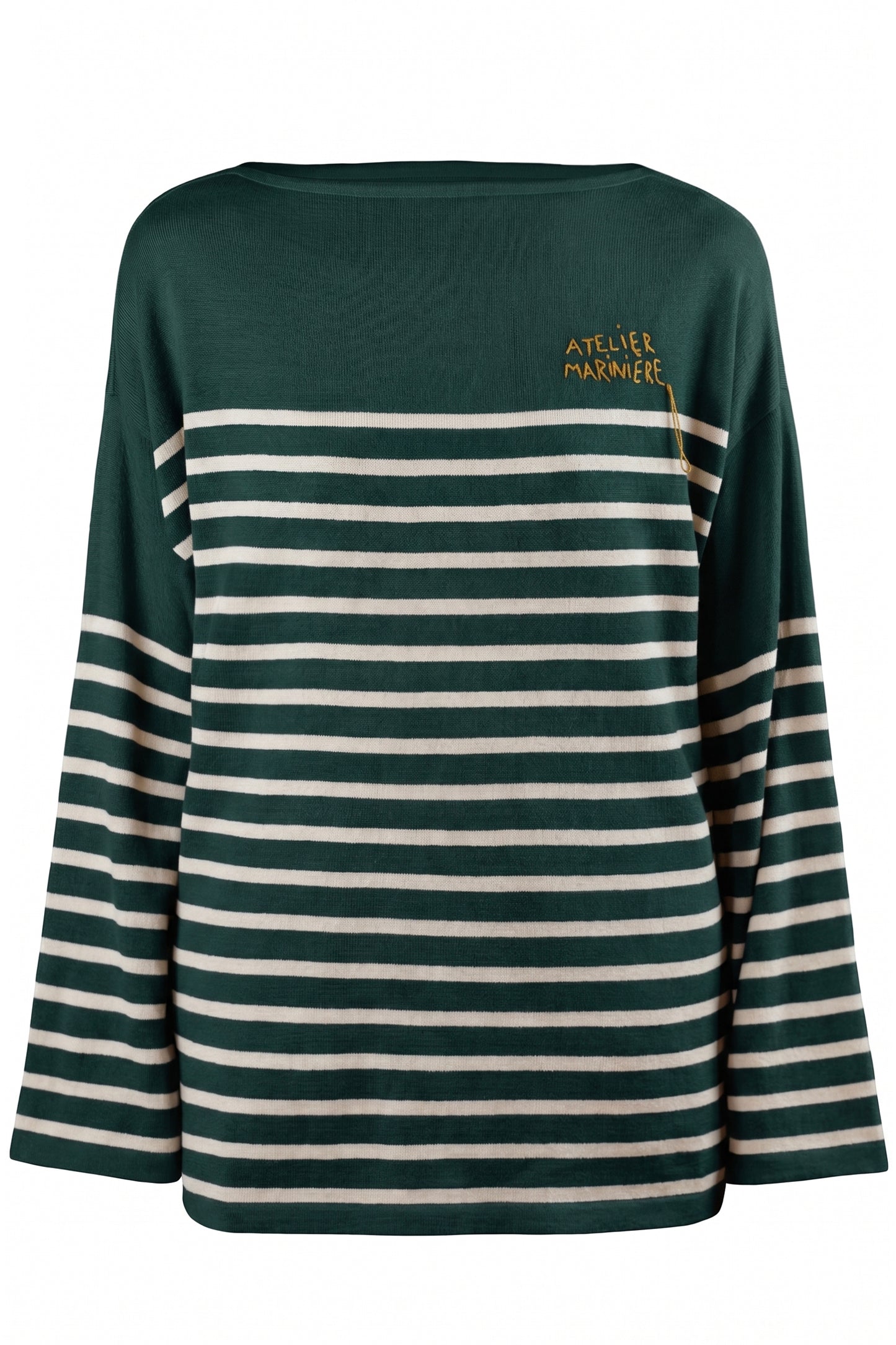 Women's Oversized Breton Shirt — Green/White