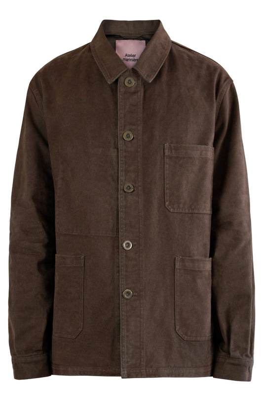 Women's French Work Jacket, 100% Cotton, Chocolate Brown